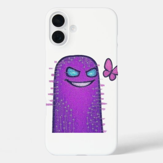 Digital Character with Cyberpunk Neon Butterfly Case-Mate iPhoneケース (裏面)