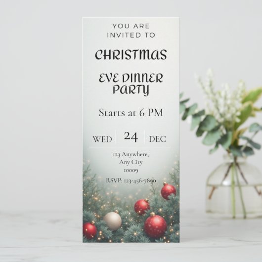 Digital Christmas Eve Dinner party Invitation 招待状 (スタンド正面)