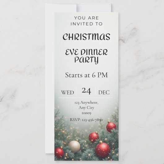 Digital Christmas Eve Dinner party Invitation 招待状 (正面)