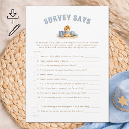 Digital Cowboy Baby Shower Game Survey Says Card 招待状