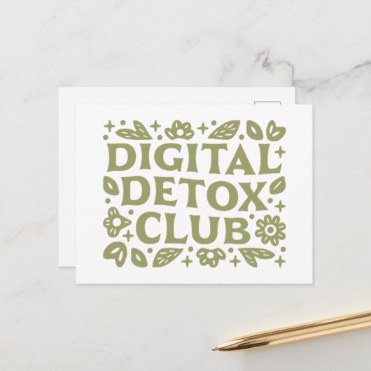 Digital detox club wellness girl green aesthetic ポストカード (正面/裏面インサイチュ)