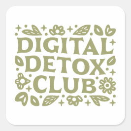 Digital detox club wellness girl retreat floral スクエアシール
