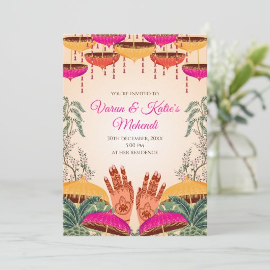 Digital Dholki invitation Mendhi Night invite 招待状 (スタンド正面)