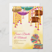 Digital Dholki invites Mehndi invitations, Mehndi 招待状 (正面/裏面)