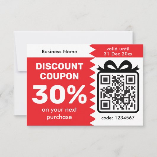 Digital Discount Coupon With QR Code Logo Purple カード (正面)