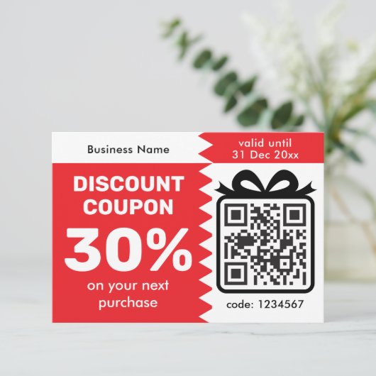 Digital Discount Coupon With QR Code Logo Purple カード (スタンド正面)