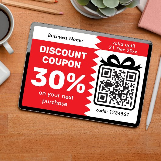 Digital Discount Coupon With QR Code Logo Purple カード