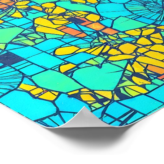 Digital Distortion Glitch Art Seamless Wallpaper ポスター (角)