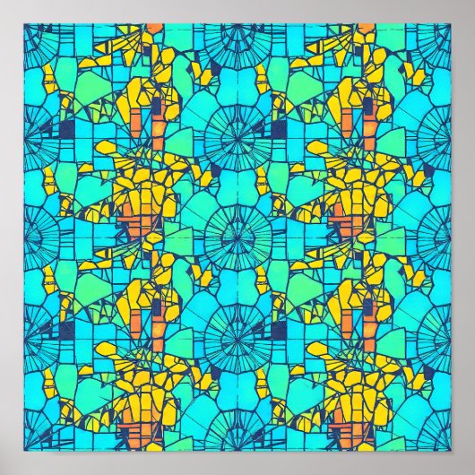 Digital Distortion Glitch Art Seamless Wallpaper ポスター (正面)