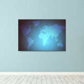 Digital Dot World Map Gradient Art キャンバスプリント (インサイチュ (ウッドフロア))