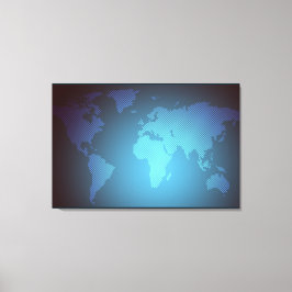 Digital Dot World Map Gradient Art キャンバスプリント
