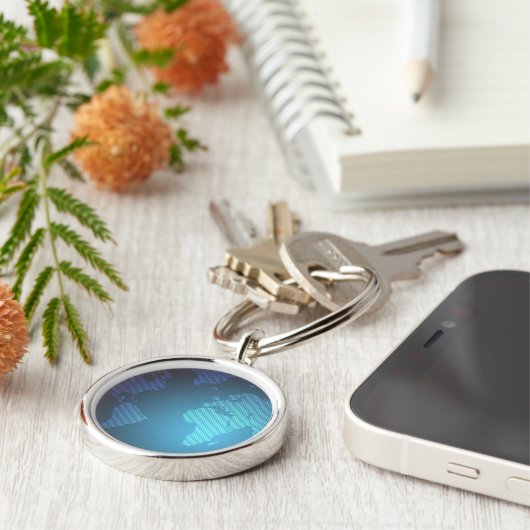 Digital Dot World Map Gradient Art キーホルダー (側面)