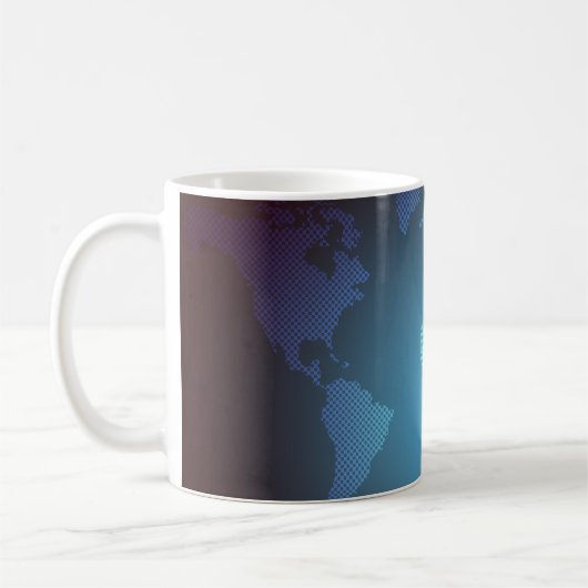 Digital Dot World Map Gradient Art コーヒーマグカップ (左)