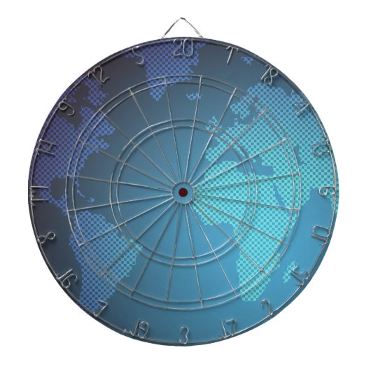 Digital Dot World Map Gradient Art ダーツボード (正面)