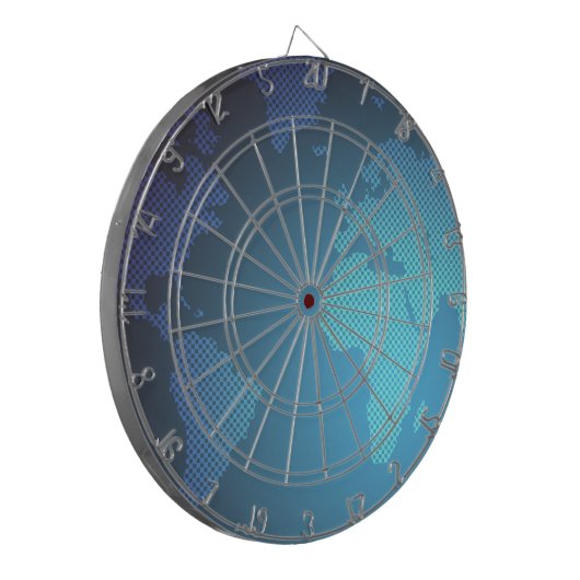 Digital Dot World Map Gradient Art ダーツボード (正面左)