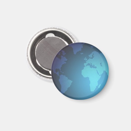 Digital Dot World Map Gradient Art マグネット (正面/裏面)