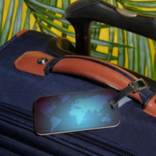 Digital Dot World Map Gradient Art ラゲッジタグ (正面インサイチュ3)