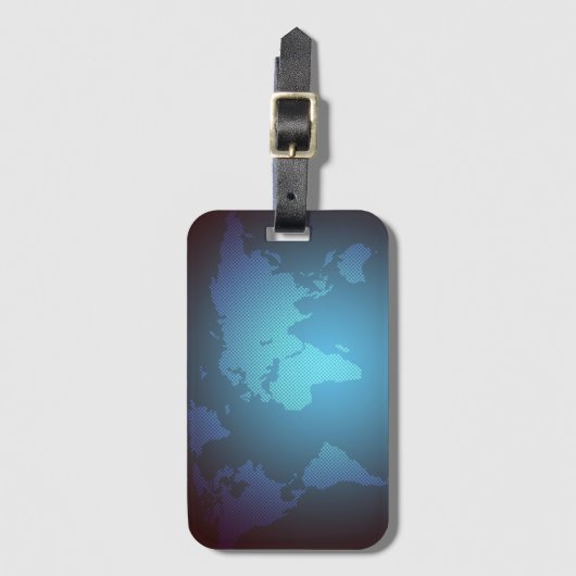 Digital Dot World Map Gradient Art ラゲッジタグ (正面縦)