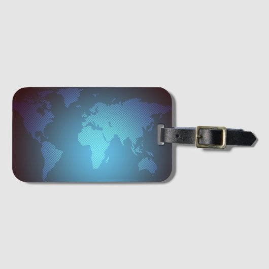 Digital Dot World Map Gradient Art ラゲッジタグ (正面横)