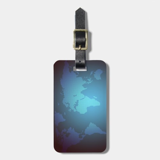 Digital Dot World Map Gradient Art ラゲッジタグ (正面縦)