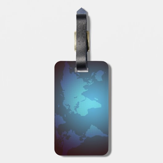 Digital Dot World Map Gradient Art ラゲッジタグ (裏面縦)