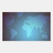 Digital Dot World Map Gradient Art 長方形シール (正面)