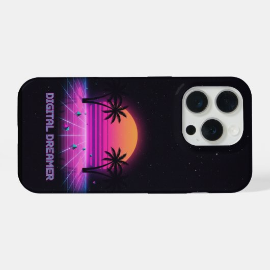 Digital Dreamer Neon Grid iPhone Case iPhoneケース (裏面横)