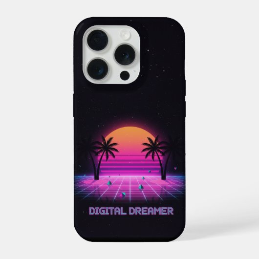 Digital Dreamer Neon Grid iPhone Case iPhoneケース (裏面)