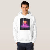 Digital Dreamer Oversized Synthwave Hoodie パーカ (正面フル)