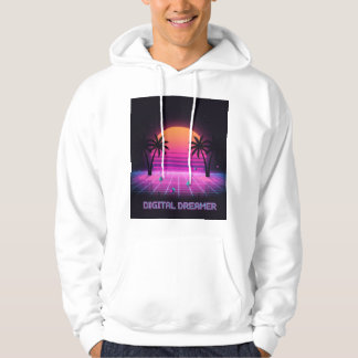 Digital Dreamer Oversized Synthwave Hoodie パーカ