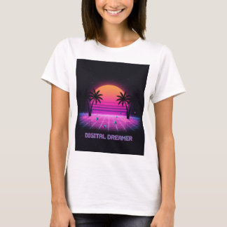 Digital Dreamer Retro Sunset Tee | Y2Kシャツ Tシャツ