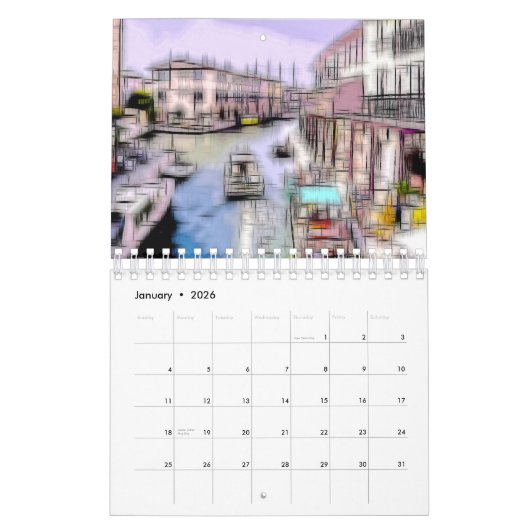 Digital effect of style "impression" calendar カレンダー (1月 2026)