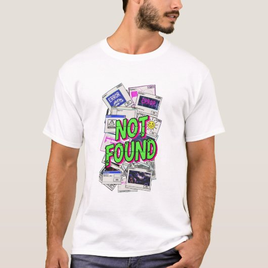 Digital Error Pop-up Glitch Art Not Found Tシャツ (正面)