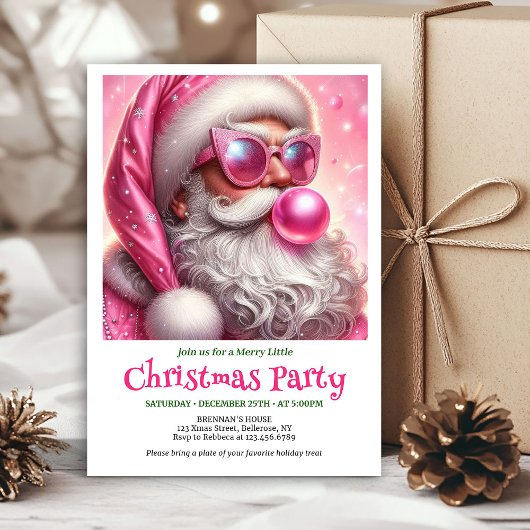 Digital Funny Santa Sunglasses Christmas Invites 招待状
