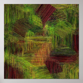 Digital Glitch Geometric Fabric Pattern ポスター