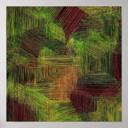 Digital Glitch Geometric Fabric Pattern ポスター (正面)