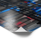 Digital Glitch Matrix Red and Blue Abstract フォトプリント (角)