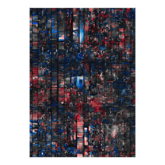 Digital Glitch Matrix Red and Blue Abstract フォトプリント