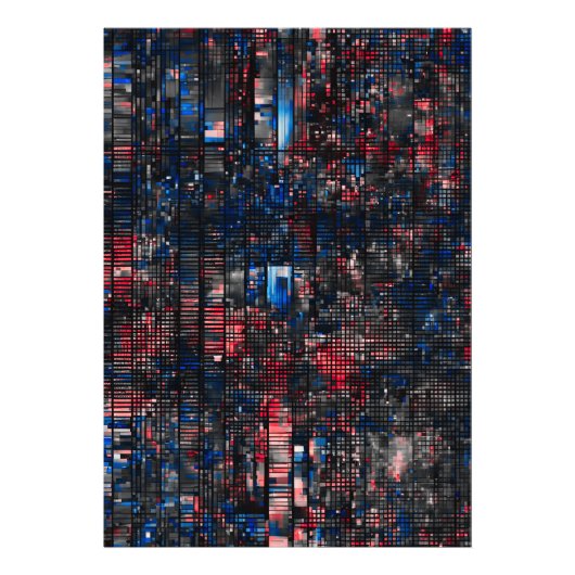 Digital Glitch Matrix Red and Blue Abstract フォトプリント (正面)