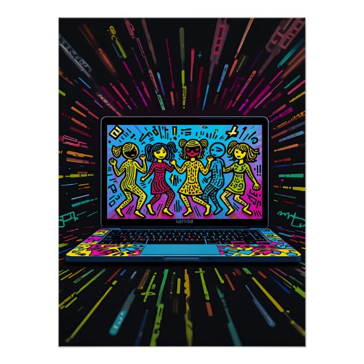 Digital Graffiti: Pop Art Laptop ポスター (正面)