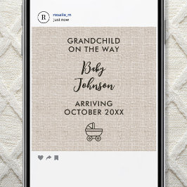 Digital Grandchild On The Way Linen Luxury Baby 案内状