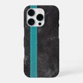 Digital Grey Leather Print Turquoise Grey iPhoneケース (裏面)