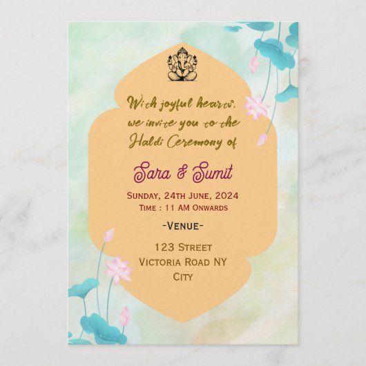 Digital Haldi Ceremony Invitations 招待状 (正面)