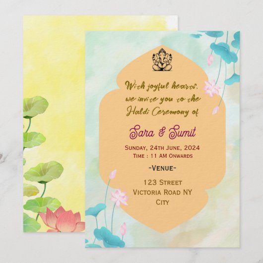 Digital Haldi Ceremony Invitations  招待状 (正面/裏面)
