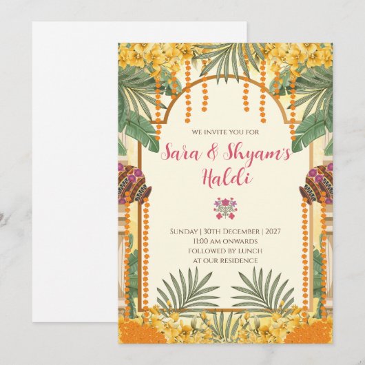 Digital Haldi invitations Pithi invites 招待状 (正面/裏面)