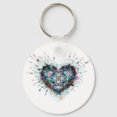 Digital Heart Sacred Geometry Heart Design  キーホルダー (正面)