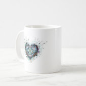 Digital Heart Sacred Geometry Heart Design  コーヒーマグカップ (正面左)