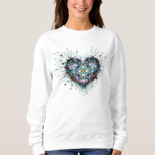 Digital Heart Sacred Geometry Heart Design スウェットシャツ (正面)