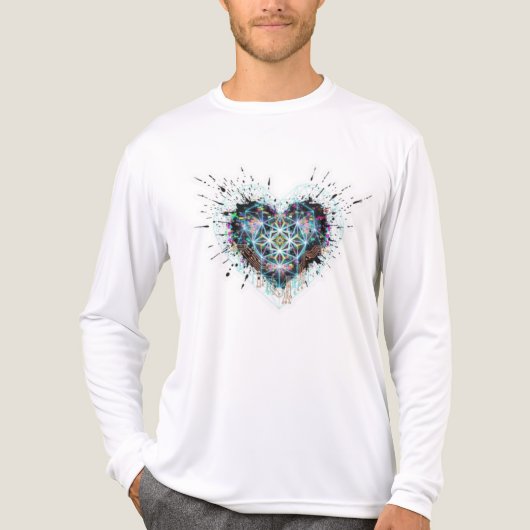 Digital Heart Sacred Geometry Heart Design  トライブレンドＴシャツ (正面)