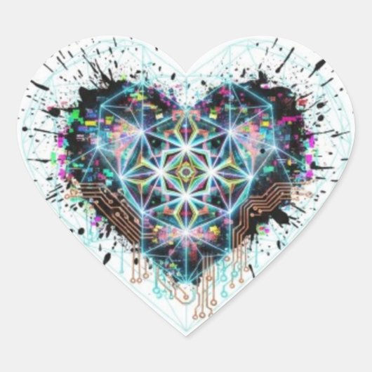 Digital Heart Sacred Geometry Heart Design  ハートシール (正面)
